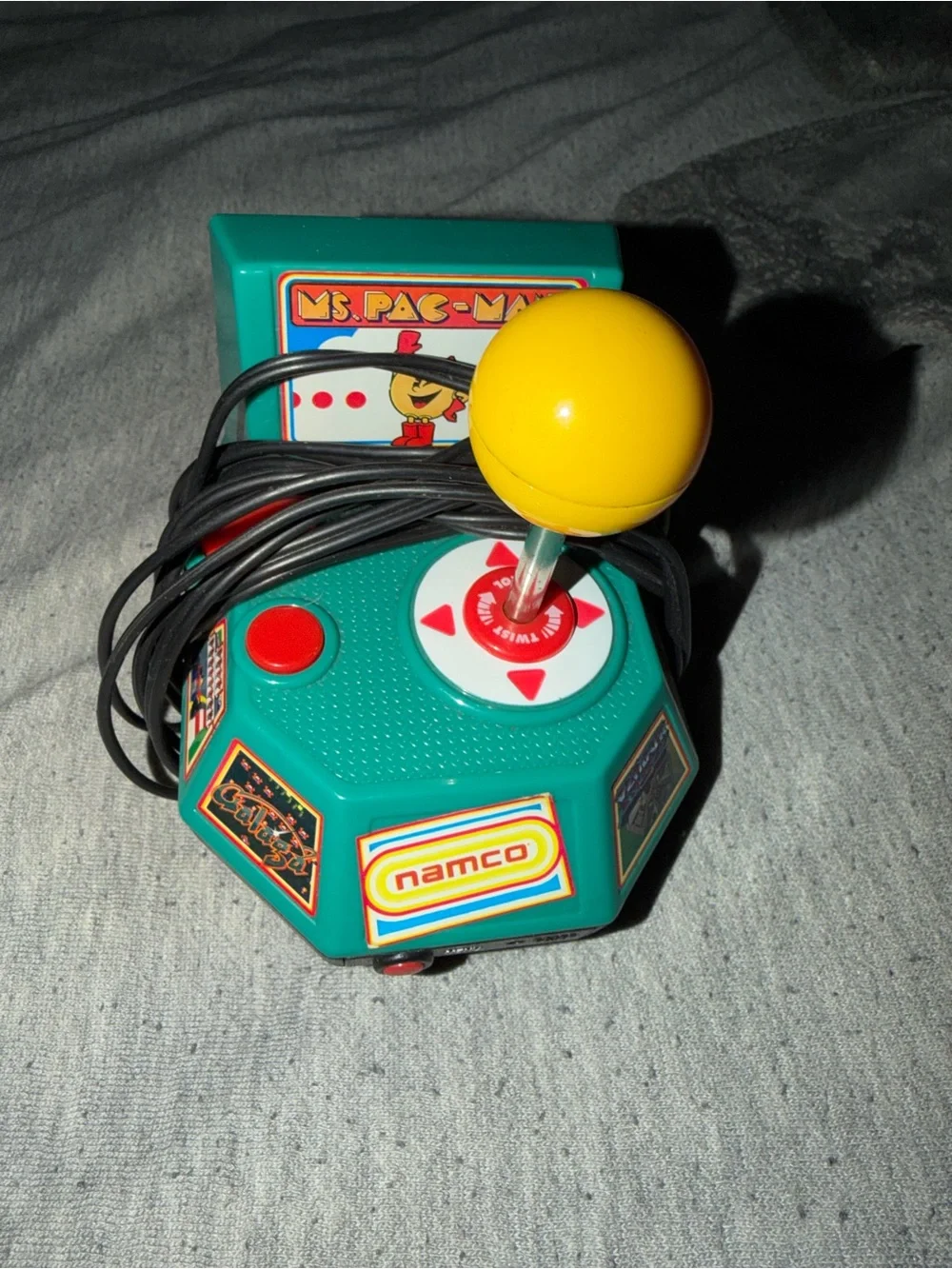 Teal & Yellow Mini Joystick Controller - Ms. Pac-Man